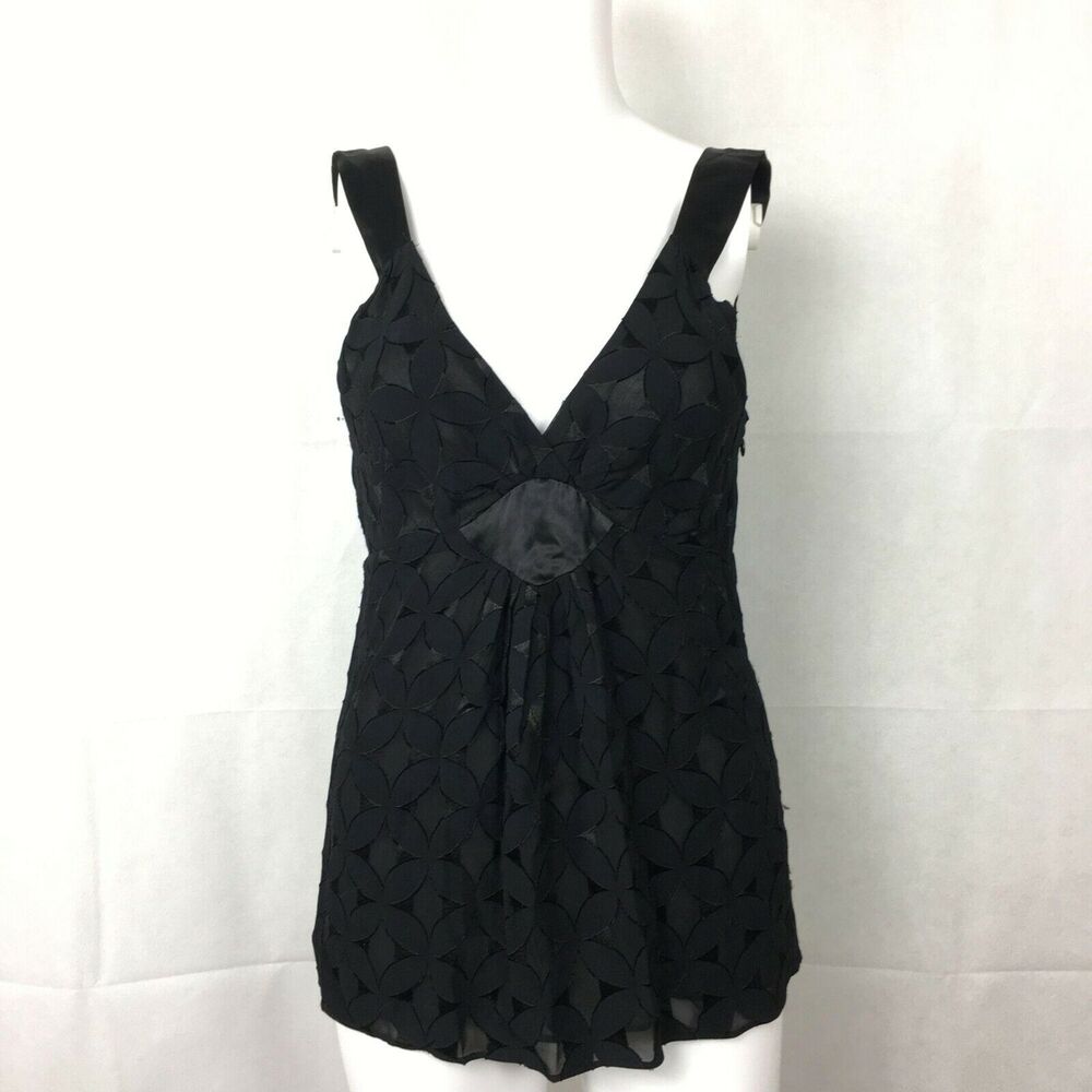Mint by Jodi Arnold Shirt Womens Sz 0 Black Top Blouse Sleeveless Wool Silky
